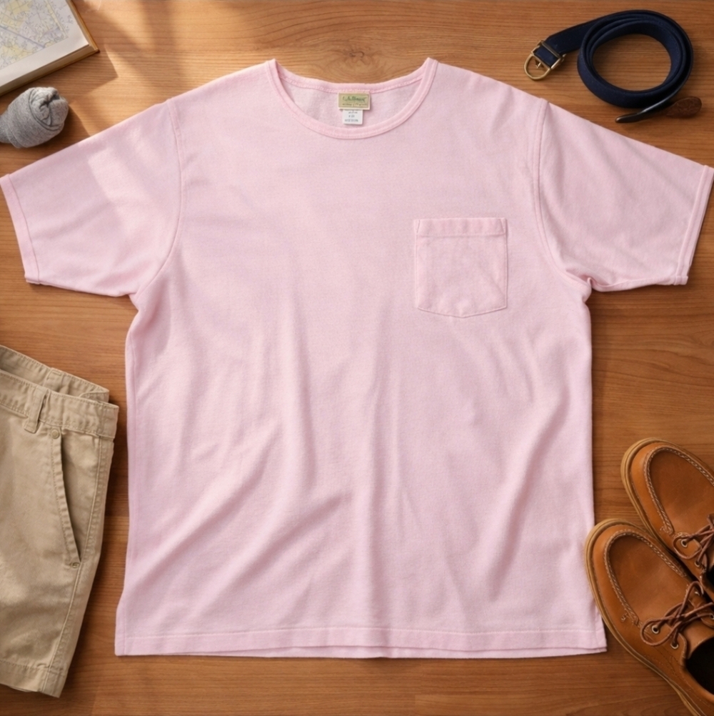 Vintage L.L.Bean Double L Pocket Tee | Made in USA | Cotton Pique | XL